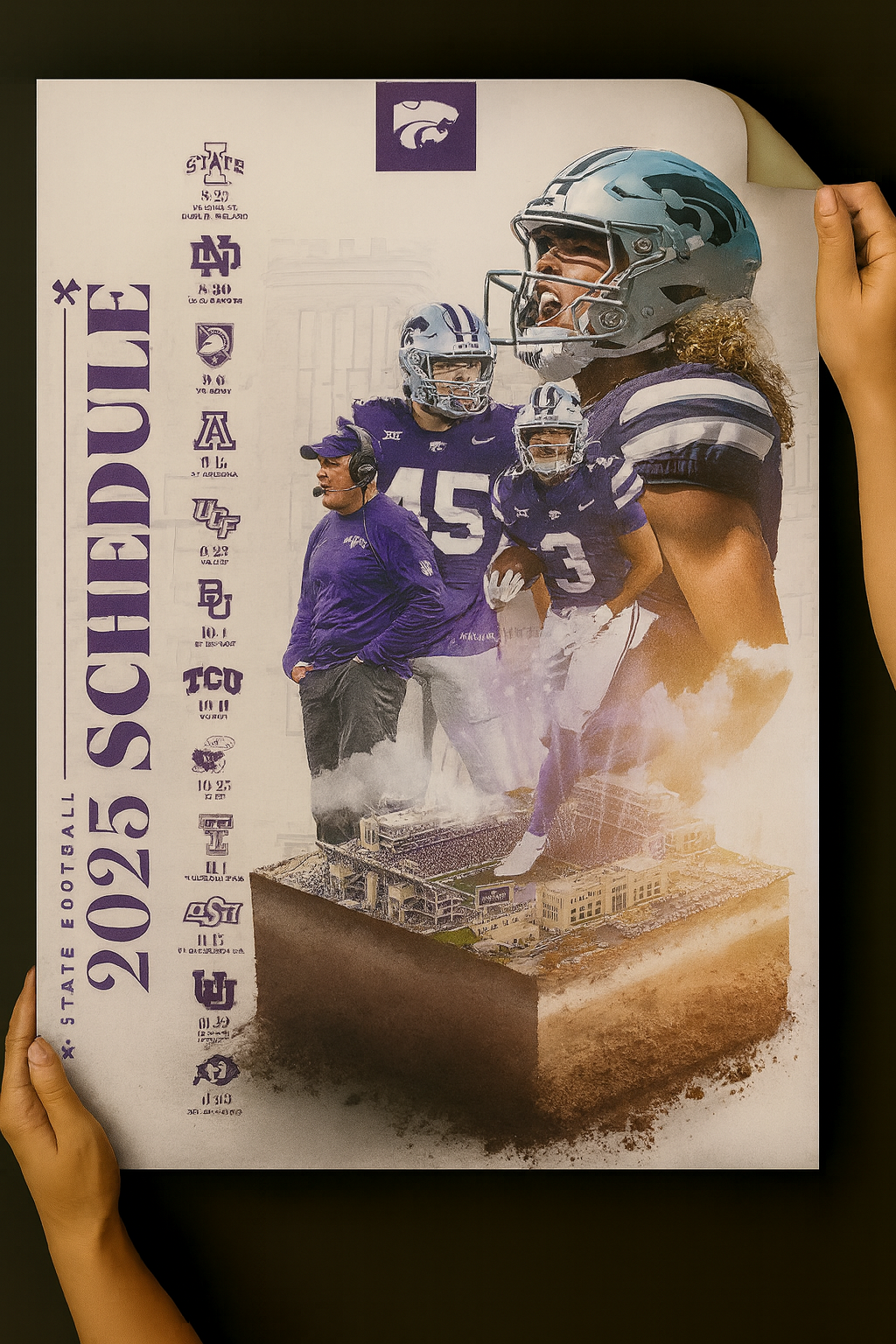Kansas State Wildcats 2025 Football Schedule Poster 13in x 19in
