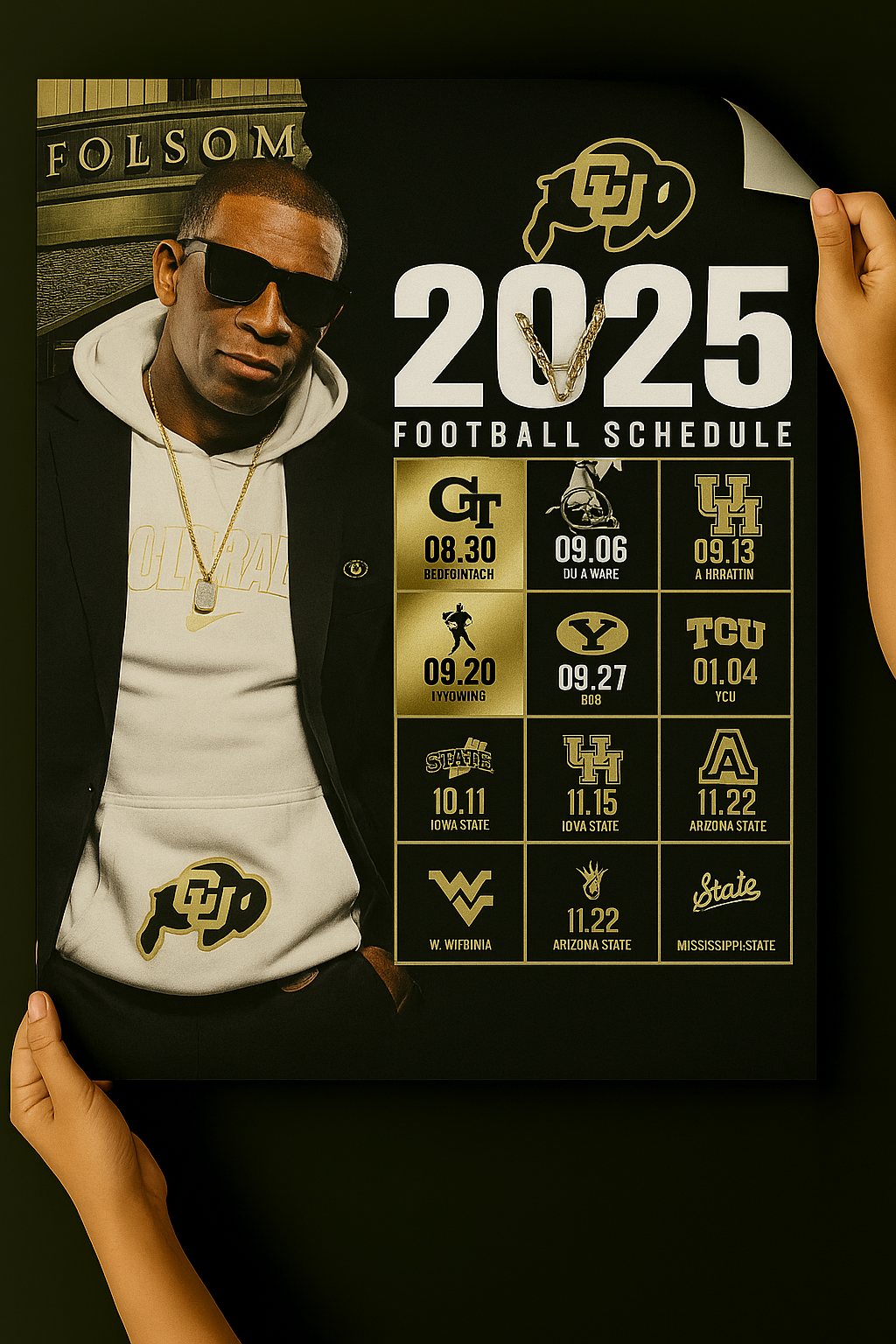 Colorado Buffaloes 2025 Football Schedule Poster 13in x 19in