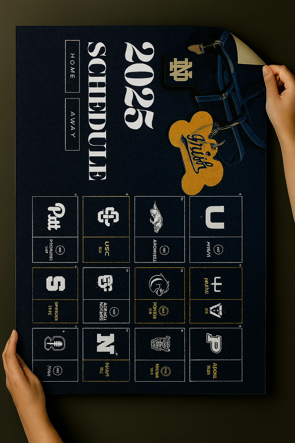 Notre Dame Fighting Irish 2025 Football Schedule Poster 13in x 19in