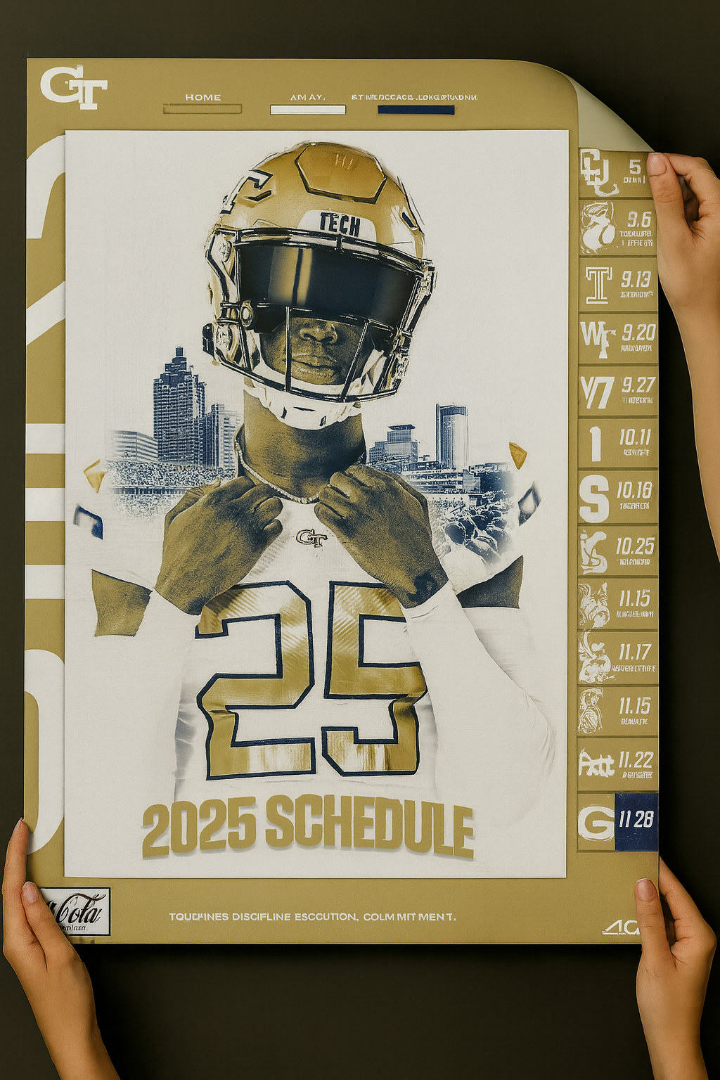 Georgia Tech Yellow Jackets 2025 Football Schedule Poster 13in x 19in
