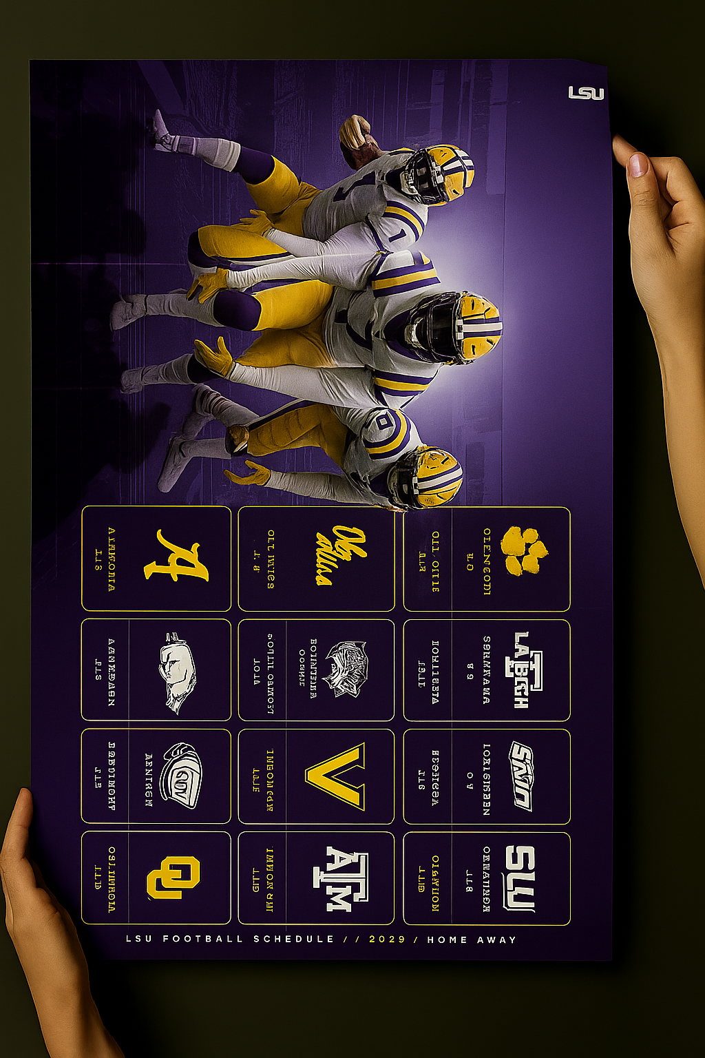 LSU Tigers 2025 Football Schedule Poster 13in x 19in