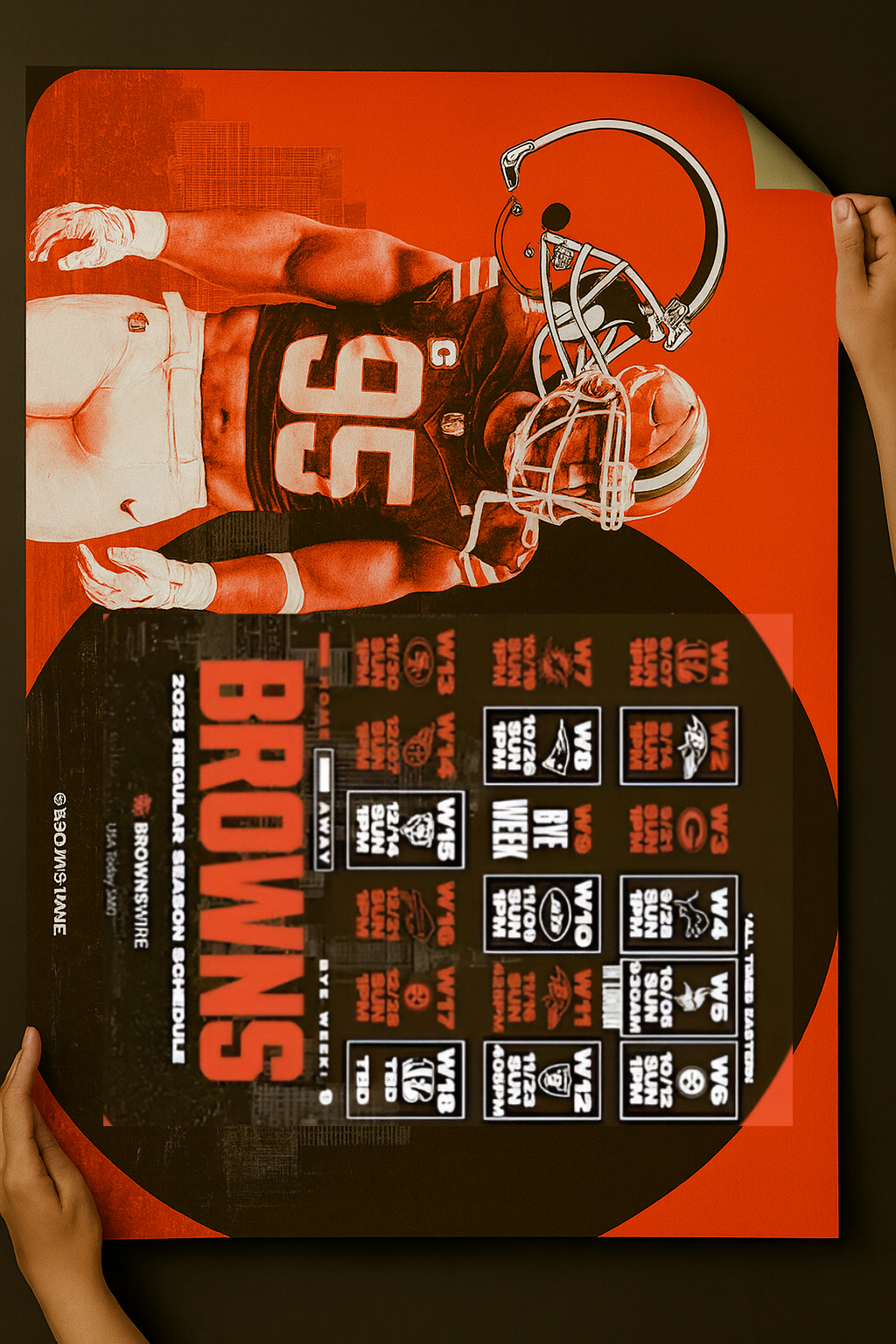 Cleveland Browns 2025 Football Schedule Poster 16.5in x 20.5in Poster